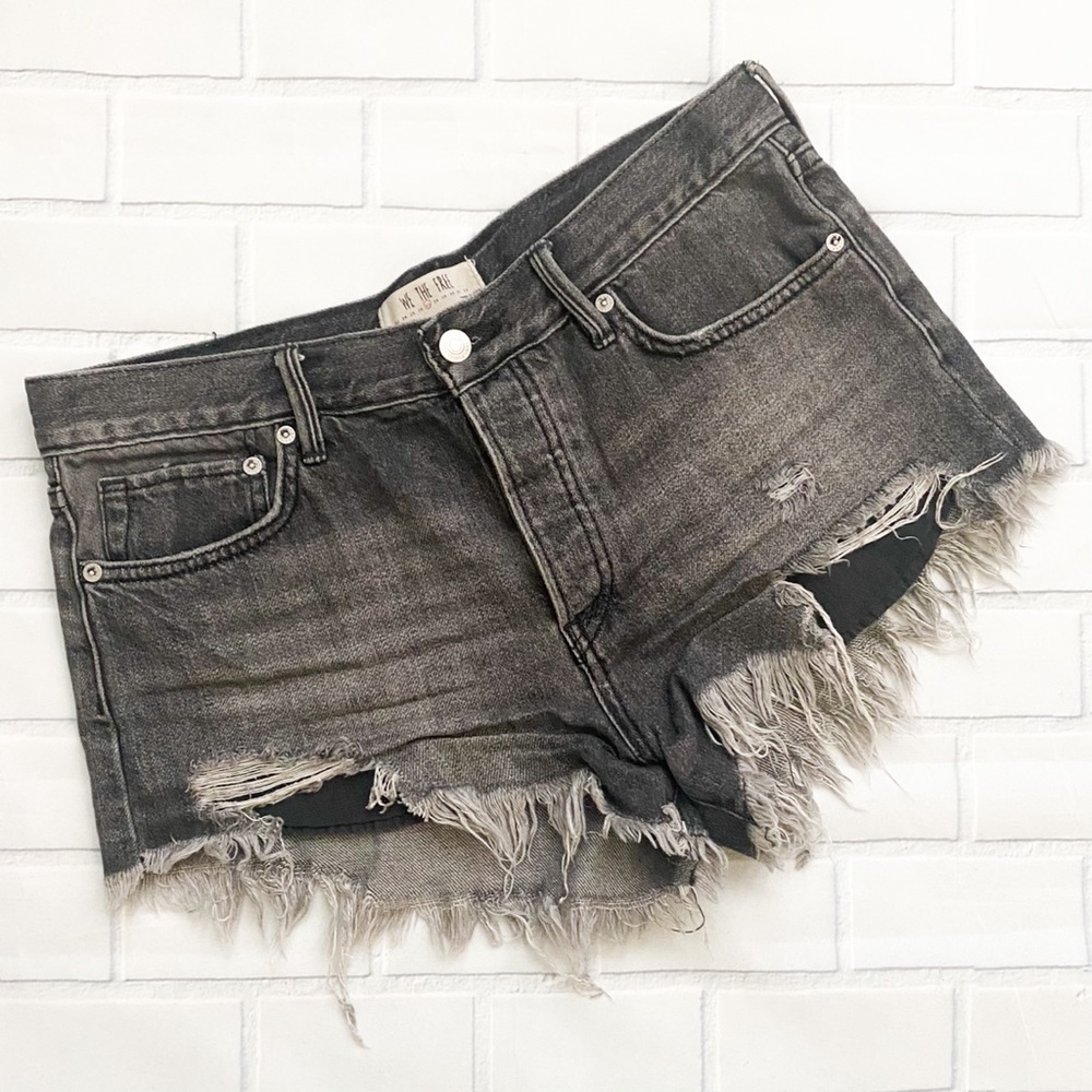 Free People We The Free Gray Faded Denim Cutoff Jean Shorts